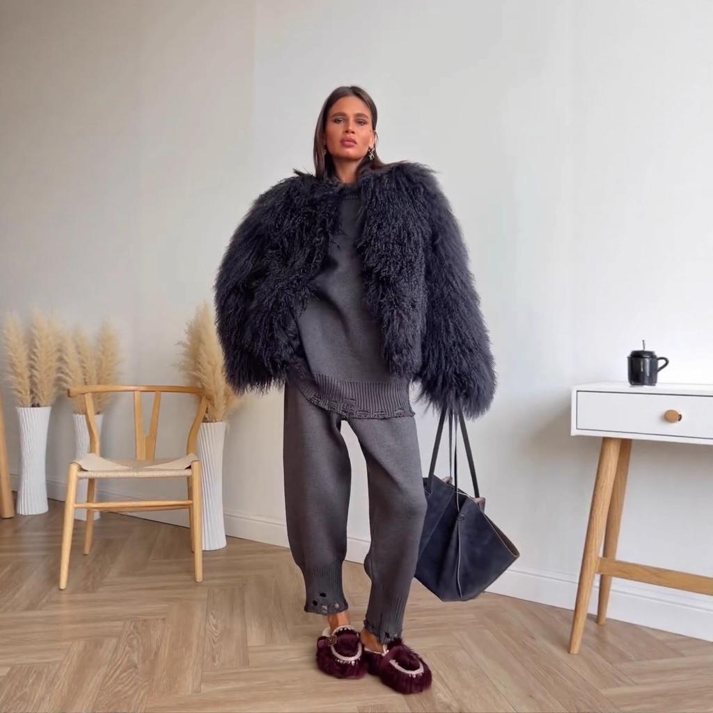 Autumn and winter thickened artificial fur imitation fur coat wool coat lamb wool women's plush coat