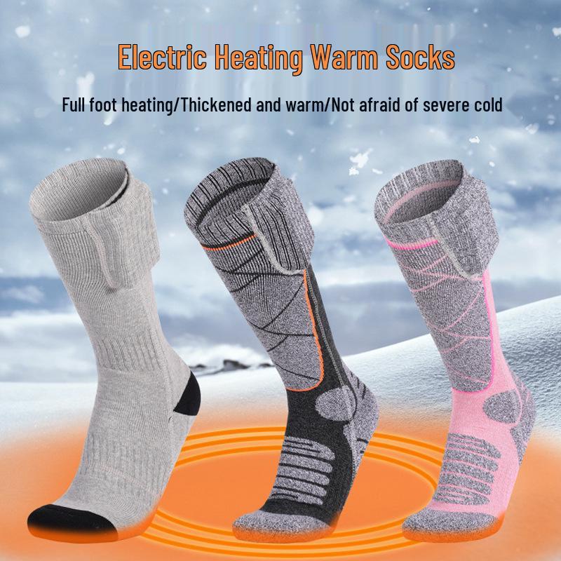 USB Rechargeable Heated Knee-High Socks for Winter Skiing and Outdoor Sports