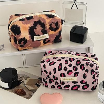 Luipaardprint Make-uptas Doosvormige Reisorganizer Dames Make-uptas Opbergtassen