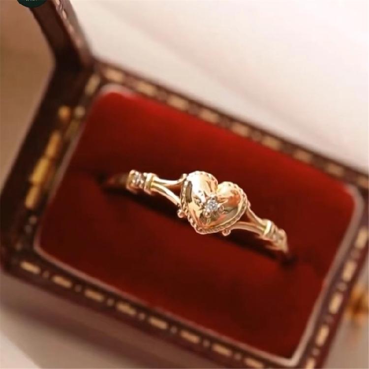 Modern Gold Colored Heart Motif Ring Adornment Alloy Sturdy Finger Ring Jewelry For Women Comfort Fit Sizes 5 11