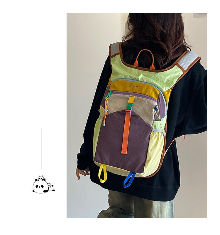 Women's Large Capacity Color Block Retro Hiking Backpack - Multifunctional Outdoor Mountaineering and Cycling Bag