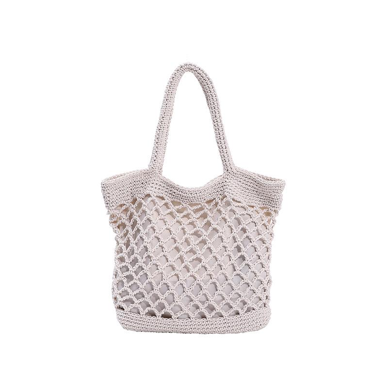 New Crochet Beach Handbag for Girls Summer Straw Rope Hollow Out Hand Woven Totes Bag Women Hollow Knitting Handbag
