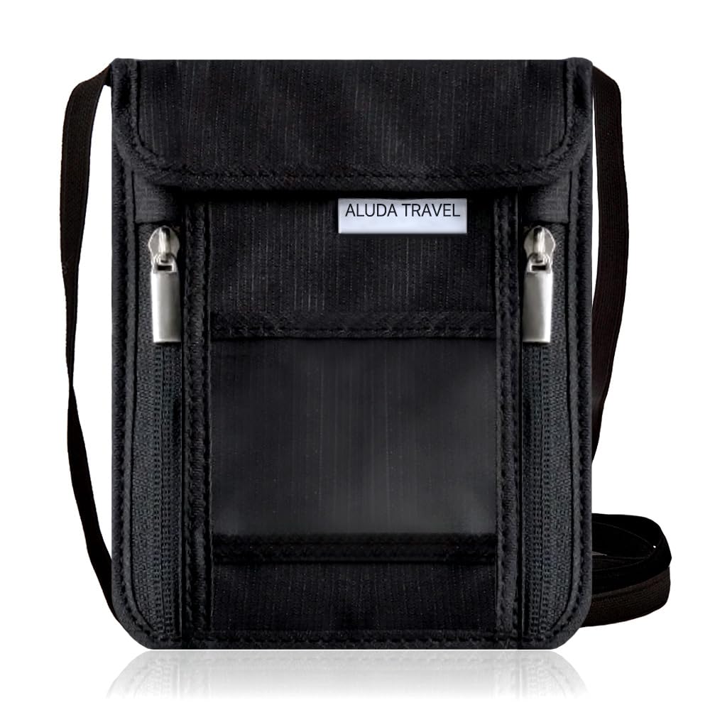 Bag Carrying Overseas Travel and Passport Neck Hanging Security Large Adjustable Travel Passport [Kameto Manufacturing] [For Valuables] [For