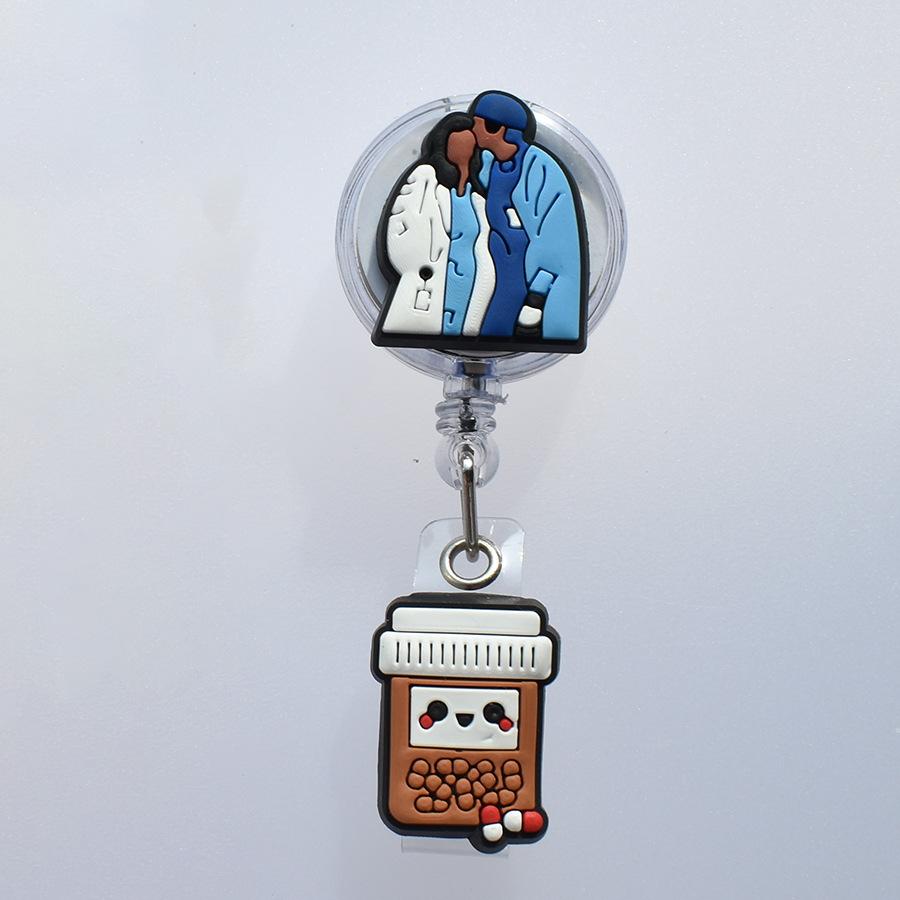 Catramă retractabilă medicală de desene animate Doctor Asistentă Licență de muncă Snur creativ ușor de trage Cataramă Certificat Nume de marcă