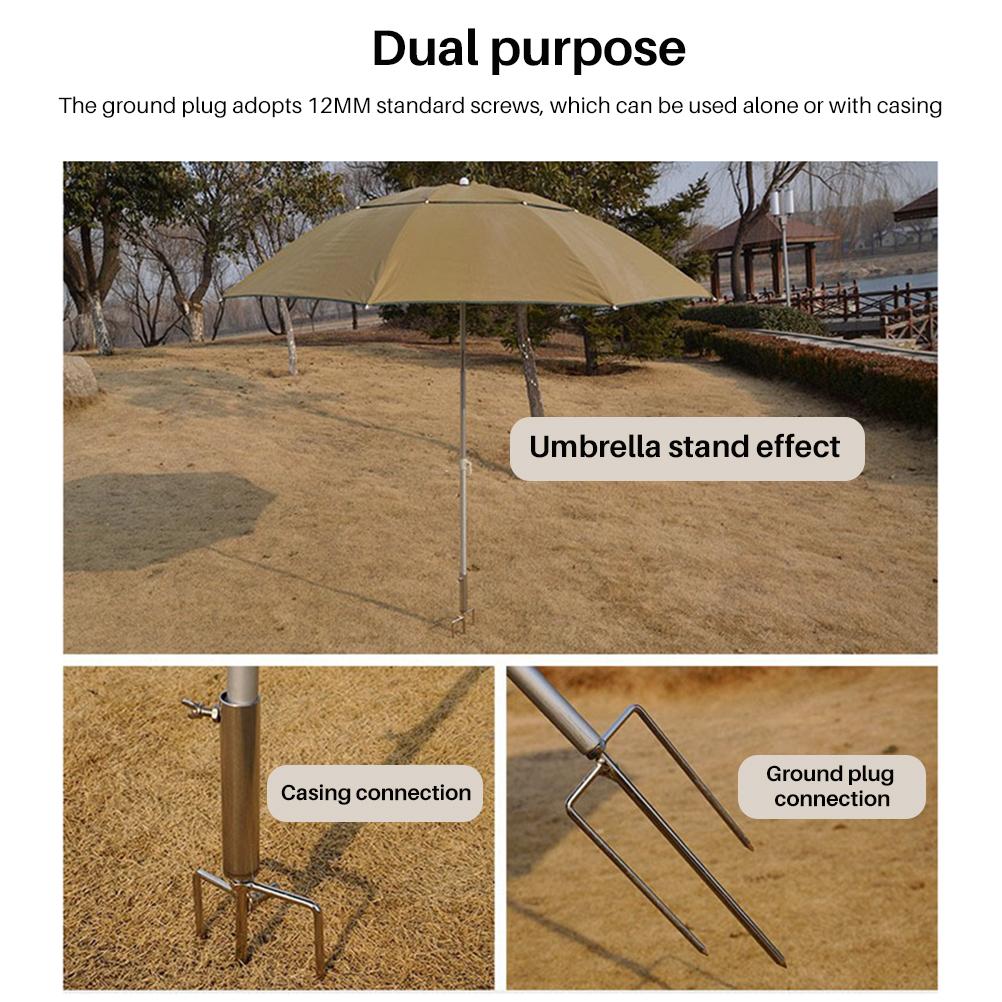 Fishing Holder Umbrella Ground Spike Foldable Beach Stand Outdoor Garden Parasol Insert Plug Pole Windproof Umbrella