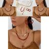 Geometric Alloy Crushed Stone Necklace Earrings Set For Women With Multilayer Design