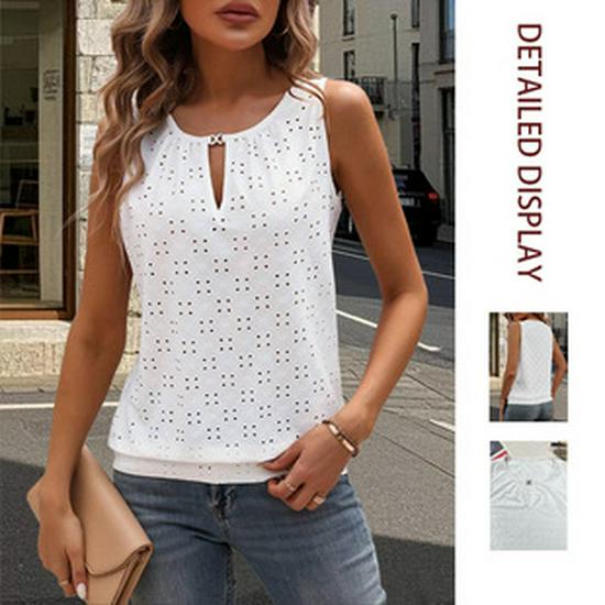 2026 Summer V-neck Crossover Button Vest T-shirt for Women