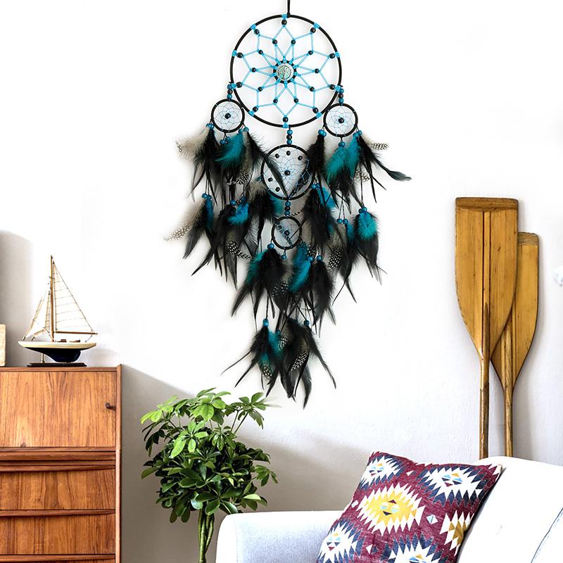 Vintage Black Feathers Dream Catcher Wall Hanging Bedroom Pendants Home Decorations  Handmade Wind Chimes For Birthday Gifts