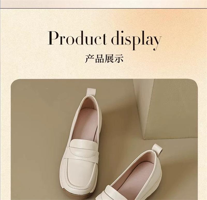 HO2026 Soft Soled Slope Follow Up Shoes for Women Thick Soled Soft Leather Comfortable Le Fu Shoes for Women Casual Shoes