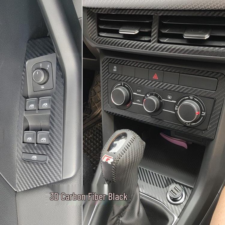 Volkswagen T-Cross Interior Carbon Fiber Gear Console and Door Film Stickers for 20 Models