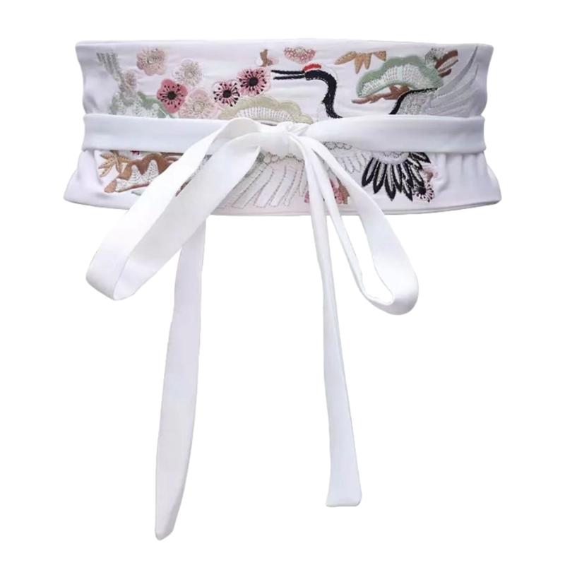 Exquisite Embroidery Hanfu Waistband for Women Wrap Dress Halter Dress Tie Belt