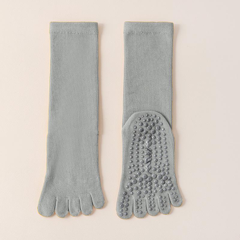 Five-Toe Non-Slip High-Top Cotton Yoga Socks for Summer Pilates & Exercise