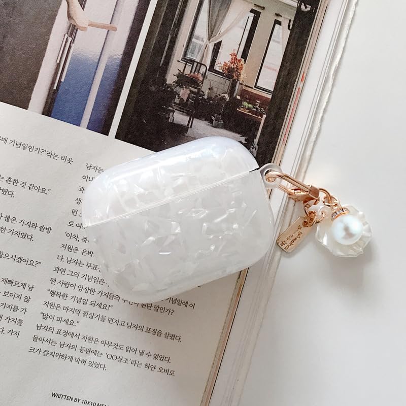 Capa FINON para AirPods 4ª Geração e AirPods Mosquetão Fofo Brilhante e Estiloso 4, Alça, (Branco)