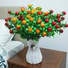 Artificial Berry Stem 6 Stems Simulation Fruits Branches with Leaves for Home