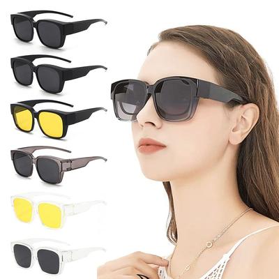 Trendy for Driving Riding Sun Glasses Square Shades Polarized Wrap Around Fit Over Glasses Sunglasses