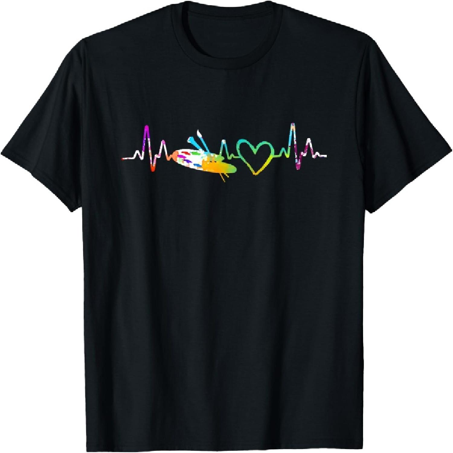 

Painter Heartbeat Gift Paint Brush Palette Drawing Artist T-Shirt XXXXXL різнокольоровий