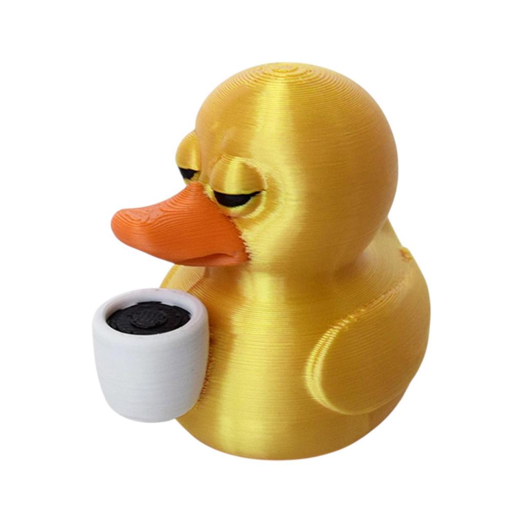 3D Printed Leisurely Coffee Duck Ornament - Creative Desktop Gift