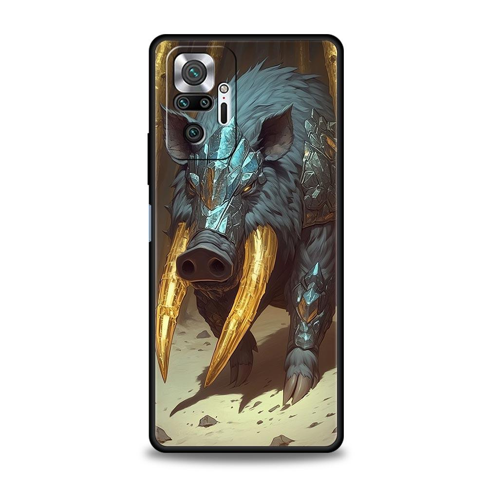 Wild Boar Phone Case Cover for Redmi 14C 10C Note 15 14 13 12 10 11 K40 Pro Plus 5G Soft TPU Shockproof Shell Fundas Capas Coque