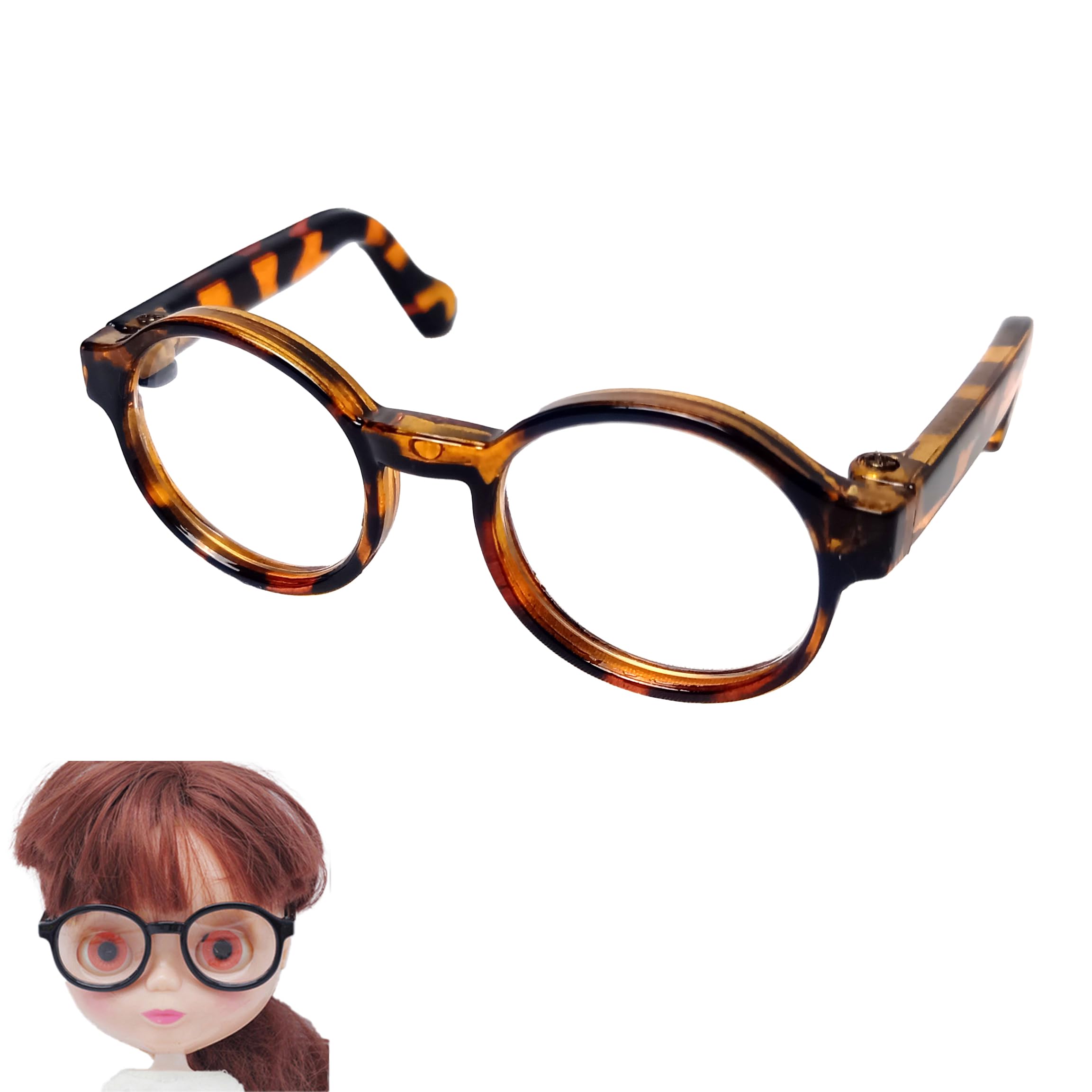 

DOYOUCOTO Glasses Plush Doll, Chibi Plush, Oshikatsu, Round Glasses, Mini Doll Parts, Small Plush Toy, Pet Figure, Handmade Material (Leopard Print,