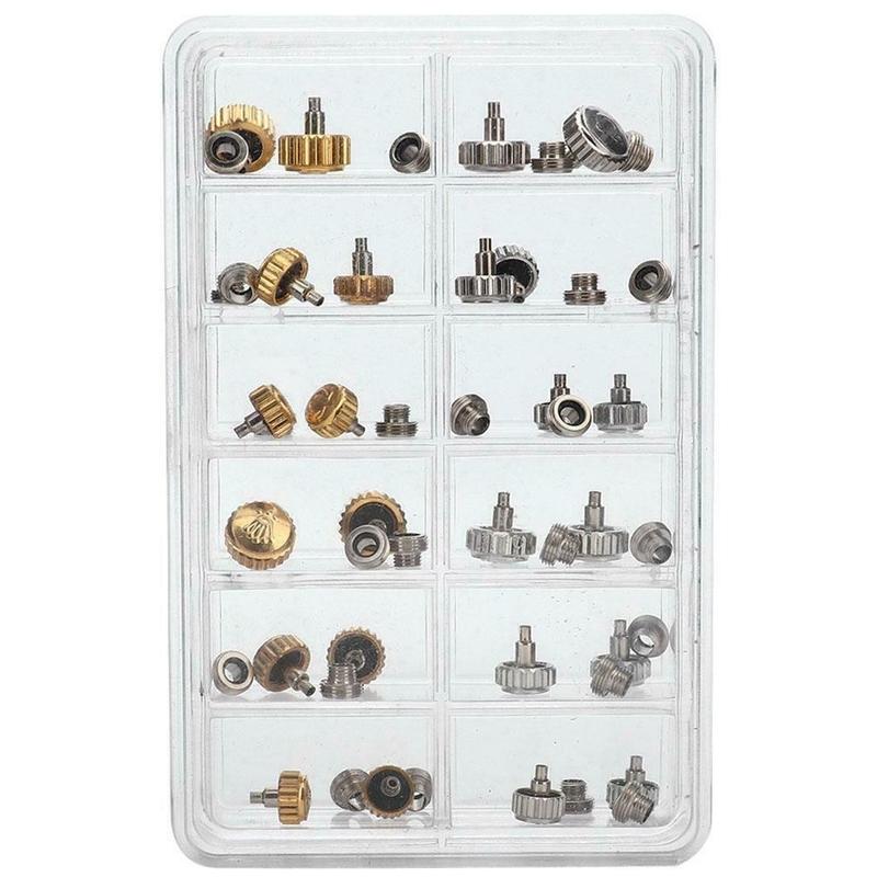 Trendy! 48PCS Watch Crowns Watch Waterproof Replacement Assorted Repair Tools with Box