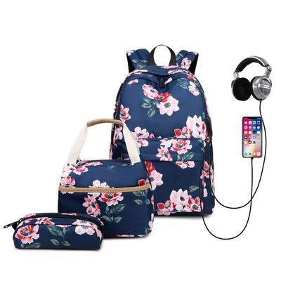 New Three-piece Printed Outdoor Backpack Korean Version of High School Student Schoolbag Multi-function Travel Backpack