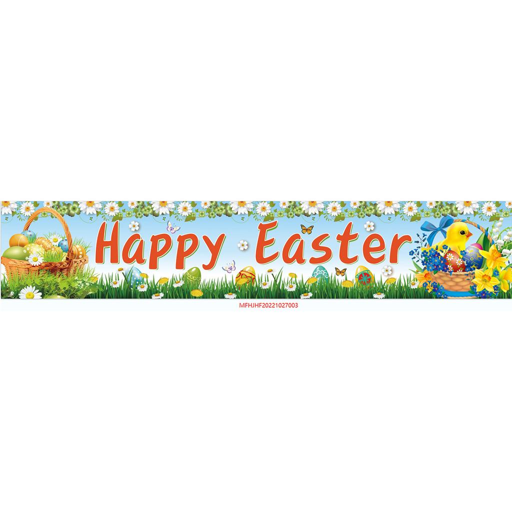 300 * 50Cm Easter Courtyard Porch Fence Decorative Banner Rabbit Egg Poster Custom