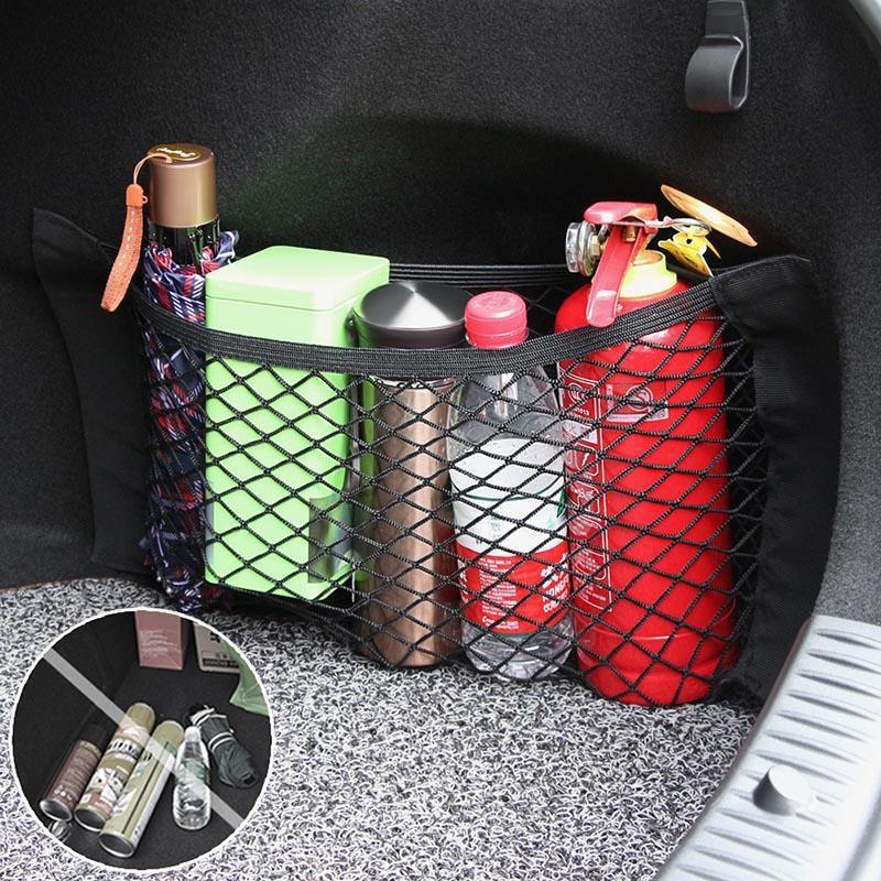 Zadní část auta Síťovina Zadní sedadlo zavazadlového prostoru Elastická síť na šňůrku Magická samolepka Univerzální úložná taška Kapesní klec Auto organizér Taška na opěradlo sedadla