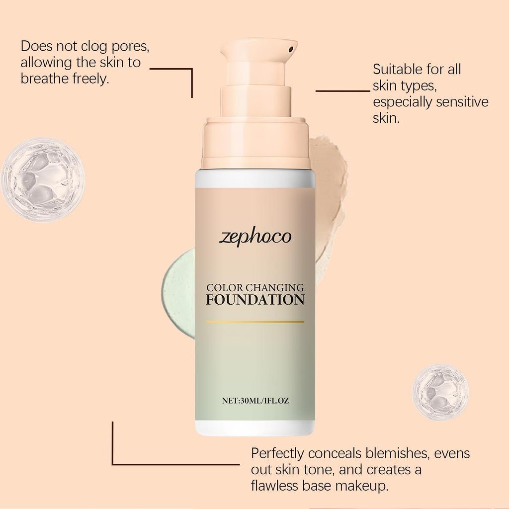 Zephoco Color-Changing Hydrating Matte Foundation Cream
