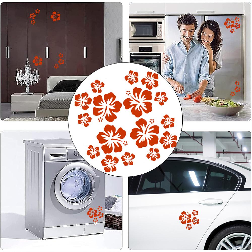 PET Self Adhesive Car Stickers Waterproof Floral Car Decorative Decals for Car Decoration Red 150x150x0.2mm