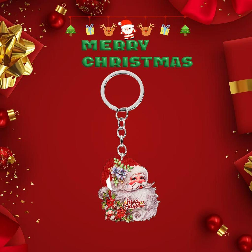 Acrylic 2D Christmas Keychain Pendant – Perfect Holiday Backpack Ornament