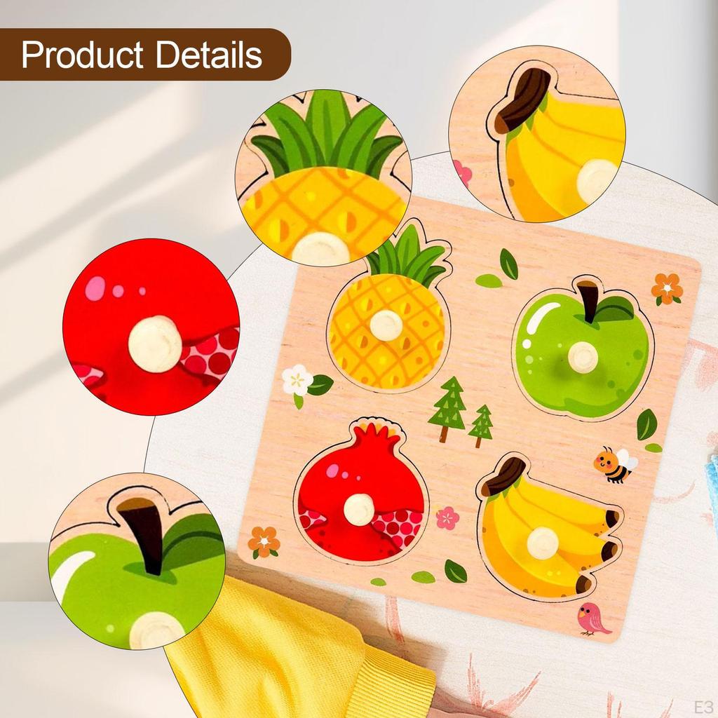 Learning Puzzle Cartoon Jigsaw Shape Matching Peg Preschool Wooden Name Function