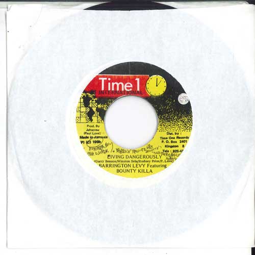 

7inch Record BARRINGTON LEVY BOUNTY KILLER Living Dangerously NONE TIME 1 INTERNAT 1996 Jamaica Reggae Ska Dub Used