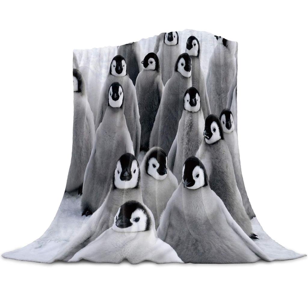 Penguin Blanket Soft Plush Blanket Lightweight Digitally Printed Flannel Blanket For Sofa Bed