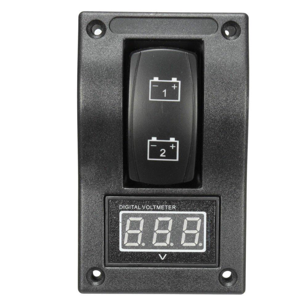 12V Marine Boat Voltmeter LED Dual Battery Test Panel Rocker Switch ON-OFF-ON AP