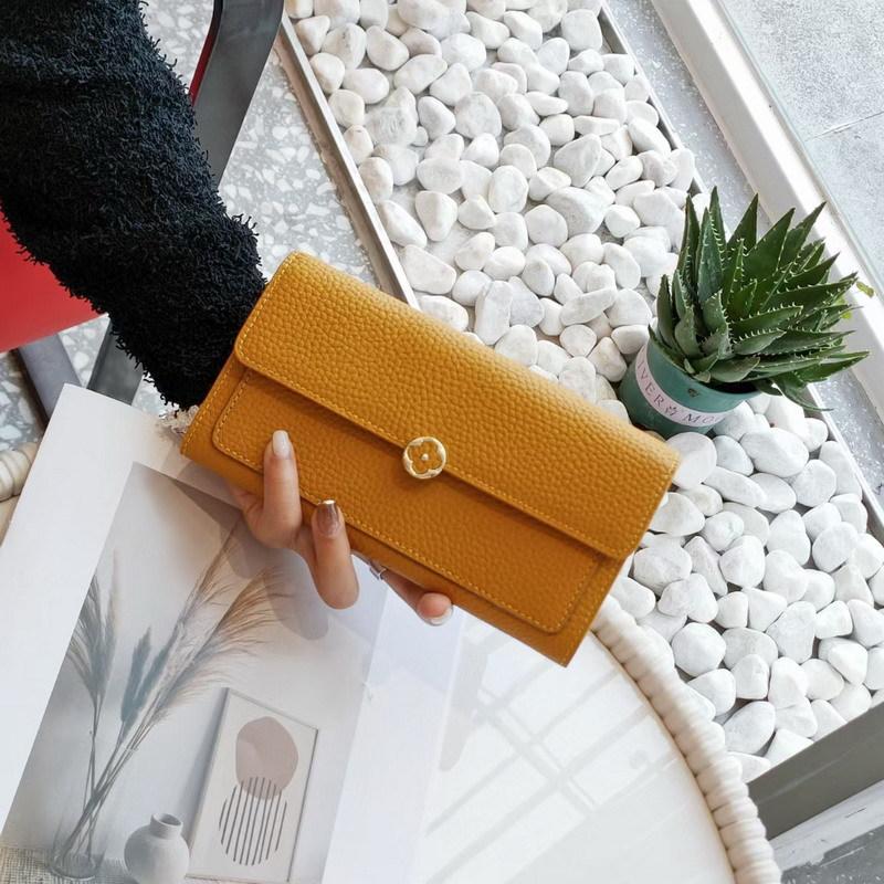 First layer cowhide lychee pattern long wallet pure cowhide soft leather clip women s large-capacity wallet new clutch bag жёлтый