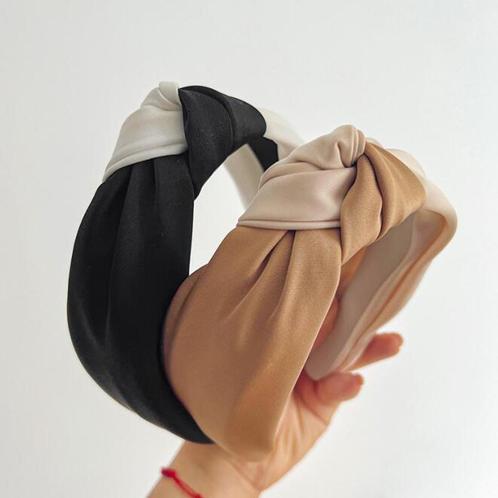 PROLY New Fashion Hairband For Women 5CM Wide Side Two Colors Patchwork Headband Casual Center Knot Headwear Hair Accessories