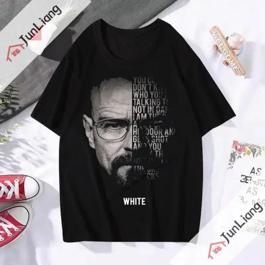 

Классическая футболка Breaking Bad Мужская Хайзенберг Уолтер Уайт Круглый вырез Короткий рукав ТВ Шоу Футболка Летняя Одежда S чёрный
