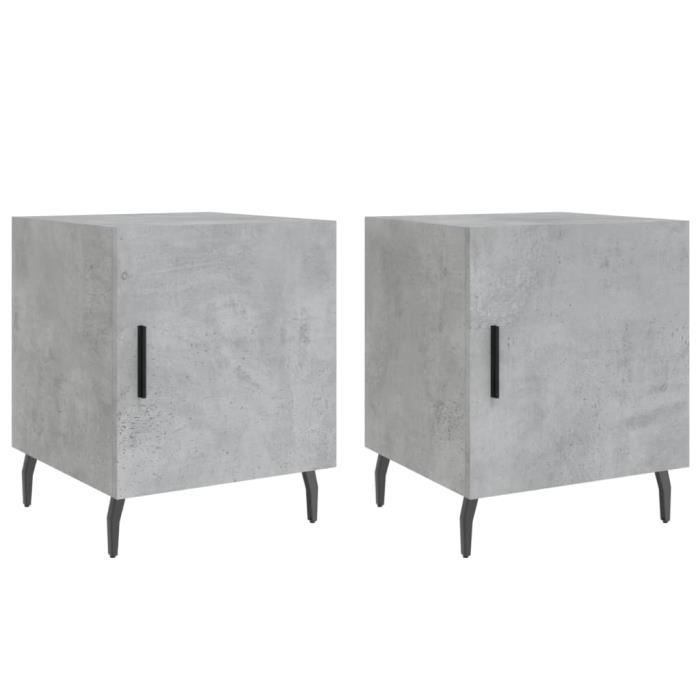 VidaXL Tables de chevet 2 pcs gris béton 40x40x50 cm bois d’ingénierie 827605