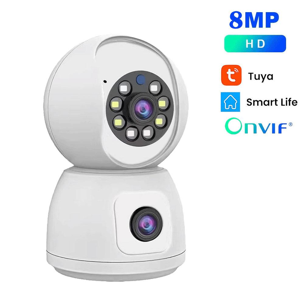 

8MP Lens Tuya Wifi Indoor PTZ 4K HD Wireless Dual Screen Security Protection Camera Кольорове нічне відеоспостереження Cam NO SD Card