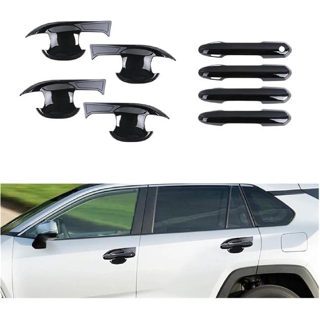 Exterior Door Handle Cover+ Bowl Trim Compatible with Toyota RAV4 2020-2025 Car Accessories Black
