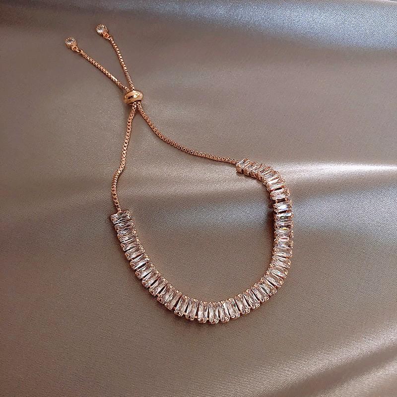South Korea Dongdaemun Square Zircon Adjustable Bracelet Women's Simple Light Luxury Bracelet Personality Temperament High-end Jewelry