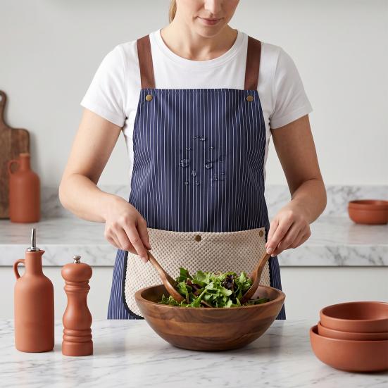 Detachable Towel Apron Waterproof Oil-Proof Fabric Thickened Kitchen Apron with Cross-Back Straps Breathable Adjustable