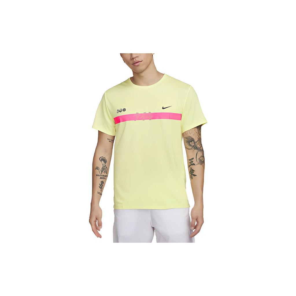 New Nike Dri Fit Miler T Shirt Men's Yellow Green FQ8019-331