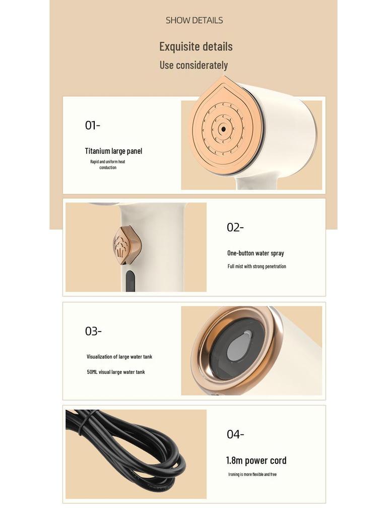 Portable Handheld Garment Steamer & Iron with Rotating Head for Dry and Wet Use