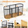 Utensil Holder for Kitchen Counter- Large Utensils Holder Farmhouse Cooking with Wooden Base Matte Black Cooking Utensil Holder