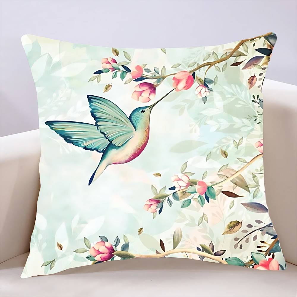 Flower And Bird Print  Pillow Case Cushion Cover Soft Cute Throw Pillow Case For Car Sofa Pillowcase Polyester With Zipper