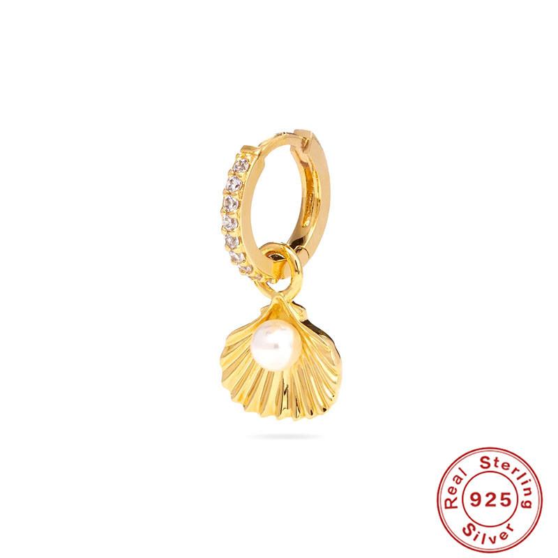 S925 Sterling Silver Ins Versatile Shell Pearl Malachite Dagger Earrings Summer Creative Non-Collision Earrings