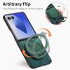 For Samsung Galaxy Z Flip7 5G Phone Case with Rotating Kickstand Stress Relief Retro Leather Back Cover