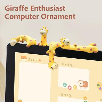 Kawaii Gumová Žirafa Ozdoba Drážka Kreslené Figurky Žirafy Nalepený Model Žirafy Počítač