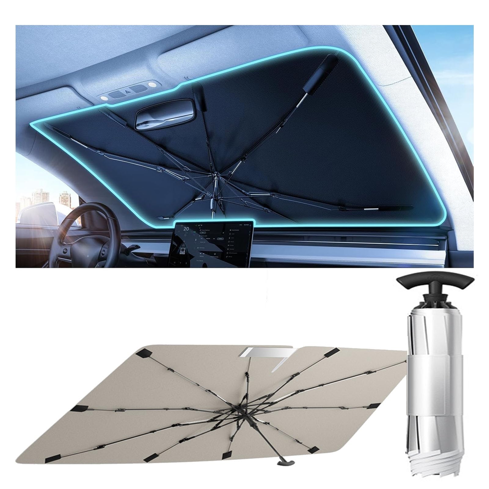 2024 Improved Car Sunshade Front, Compatible Car Model: Toyota Crown One size бежевый
